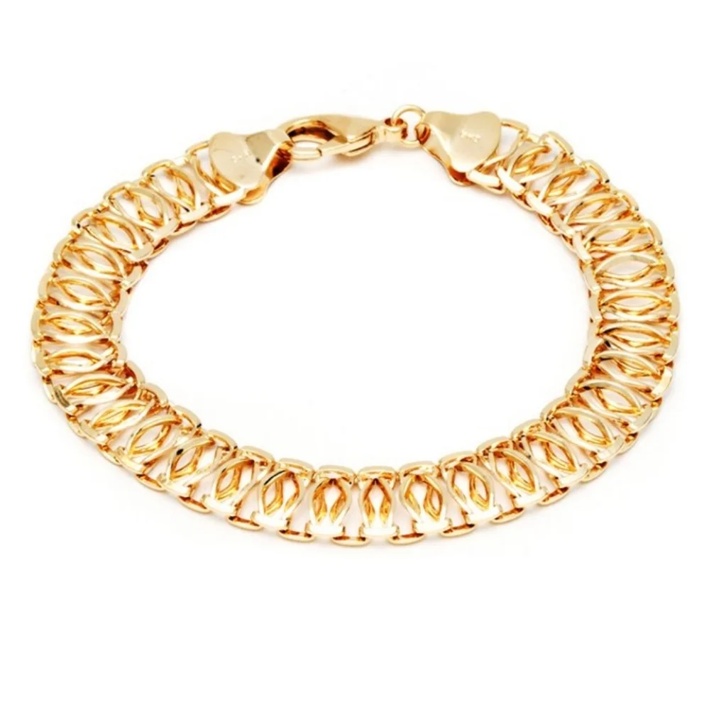 18k Gold-Plated Ribbon Design Linked Chain Bracelet NWT - Picture 1 of 8